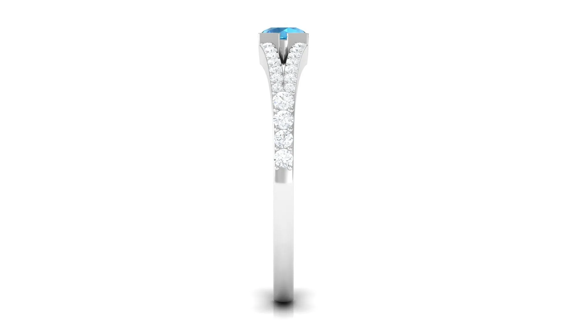 0.50 CT Swiss Blue Topaz Promise Ring with Diamond Accent