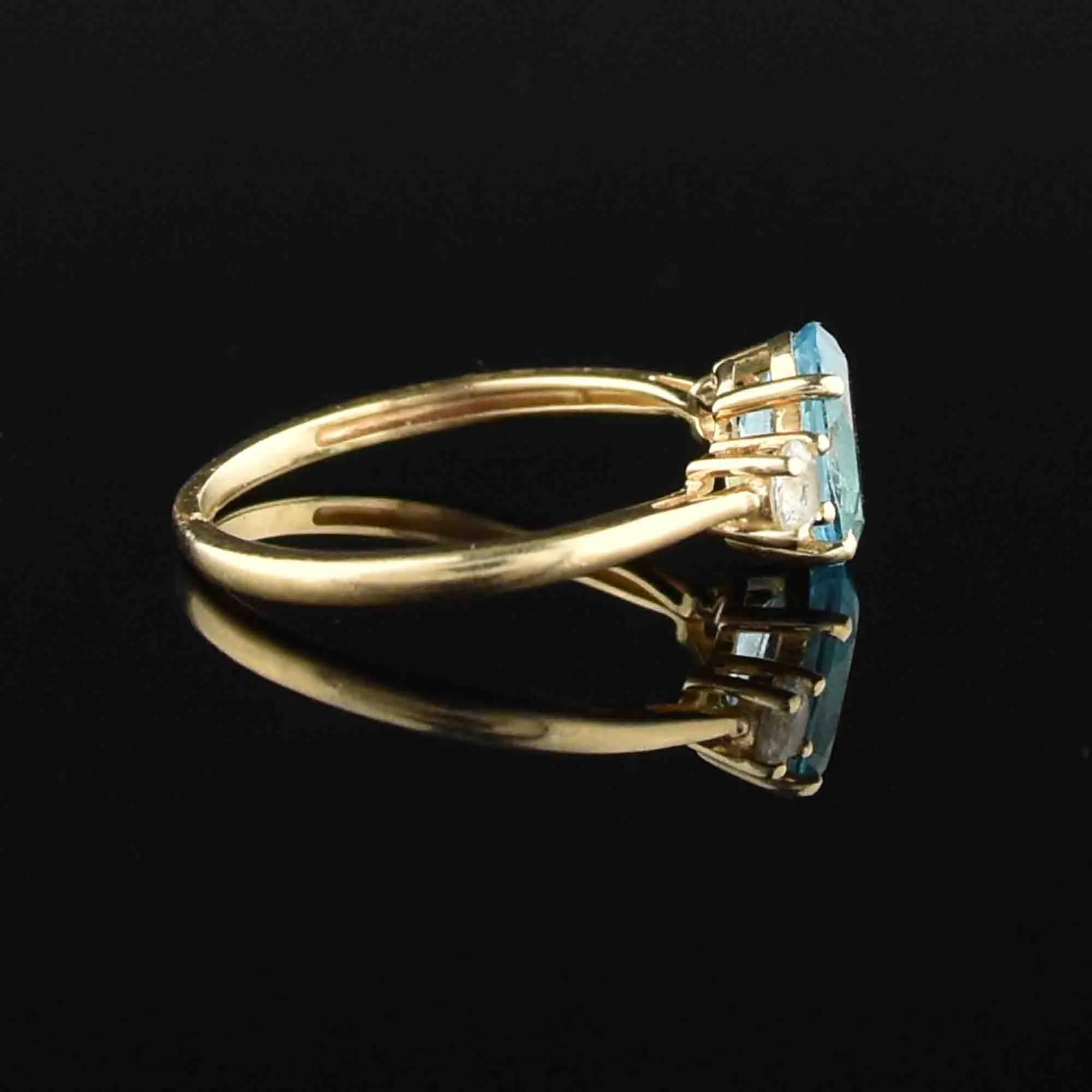 10K Gold Diamond Blue Topaz Engagement Ring