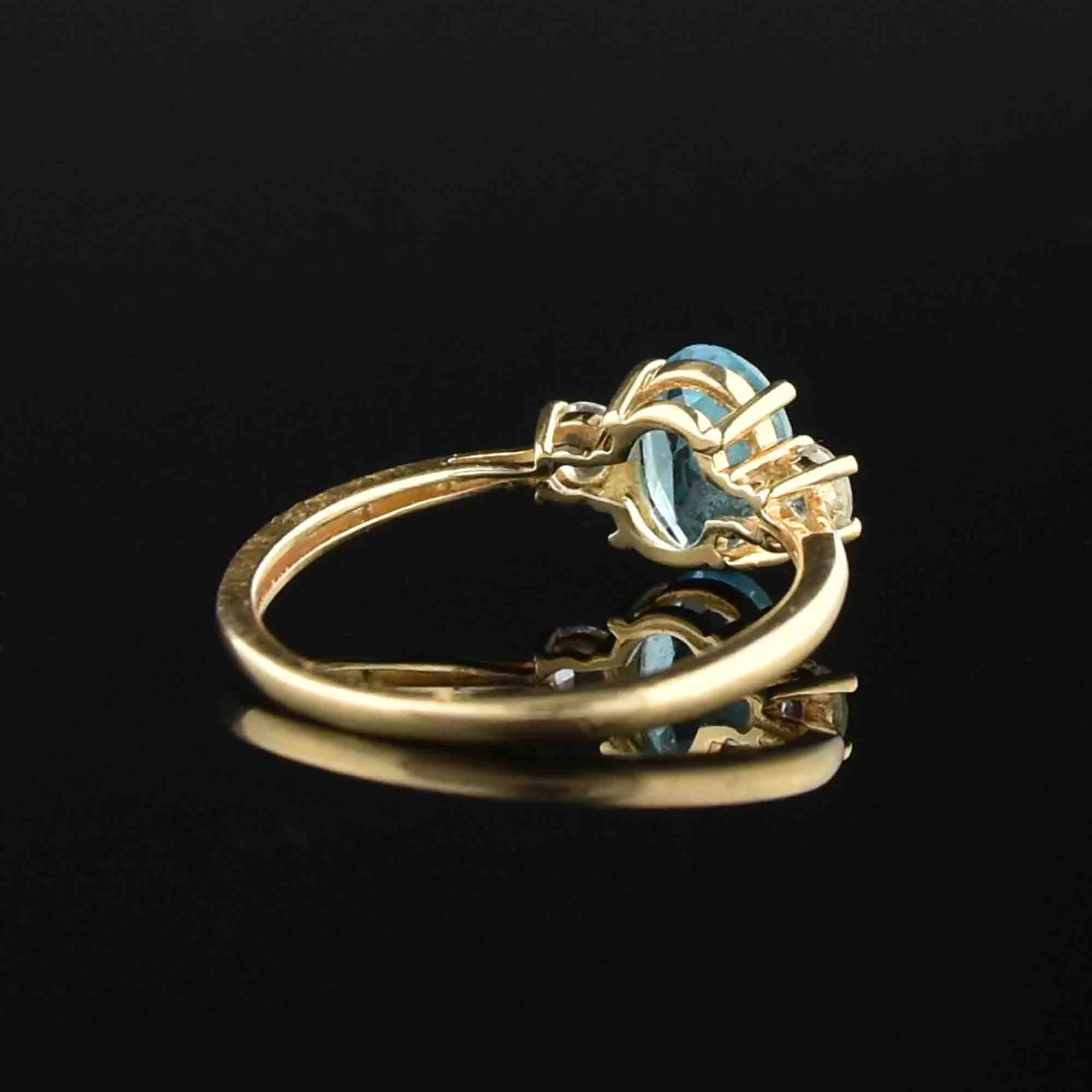 10K Gold Diamond Blue Topaz Engagement Ring