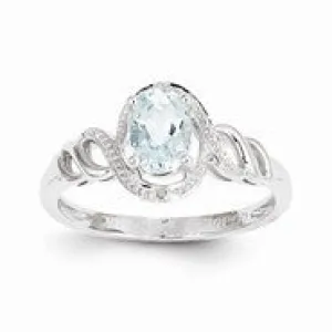 10k White Gold Aquamarine Diamond Ring