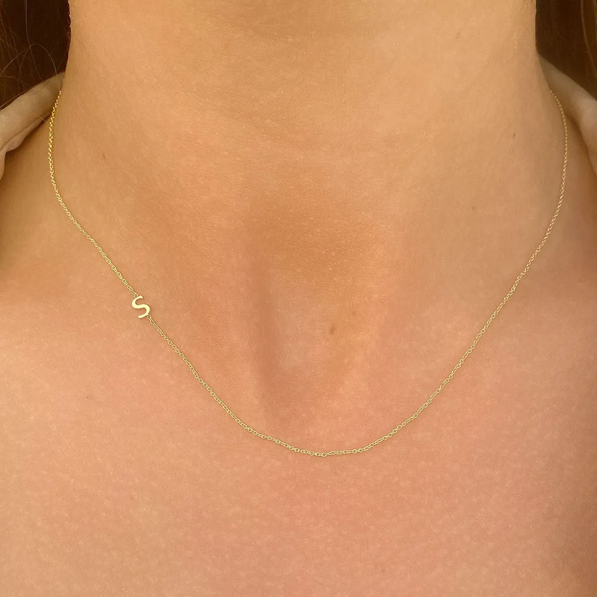 14K Gold Asymmetrical Initial Necklace