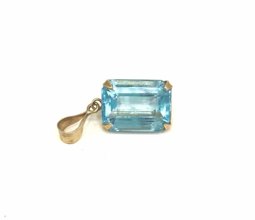 14K Gold Blue Topaz 14K-Charm