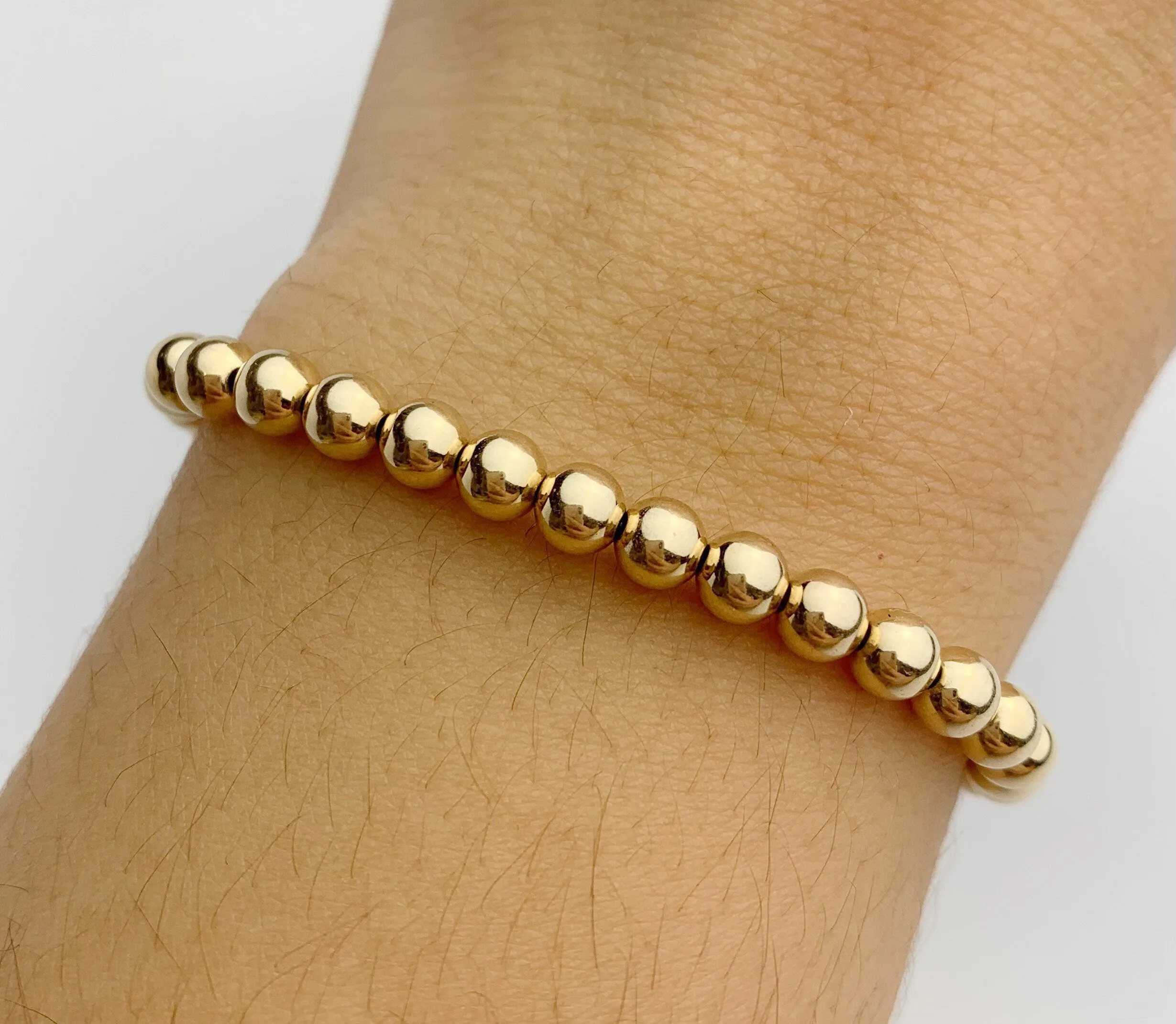 14k Gold Filled Beaded Stretchy Bracelet