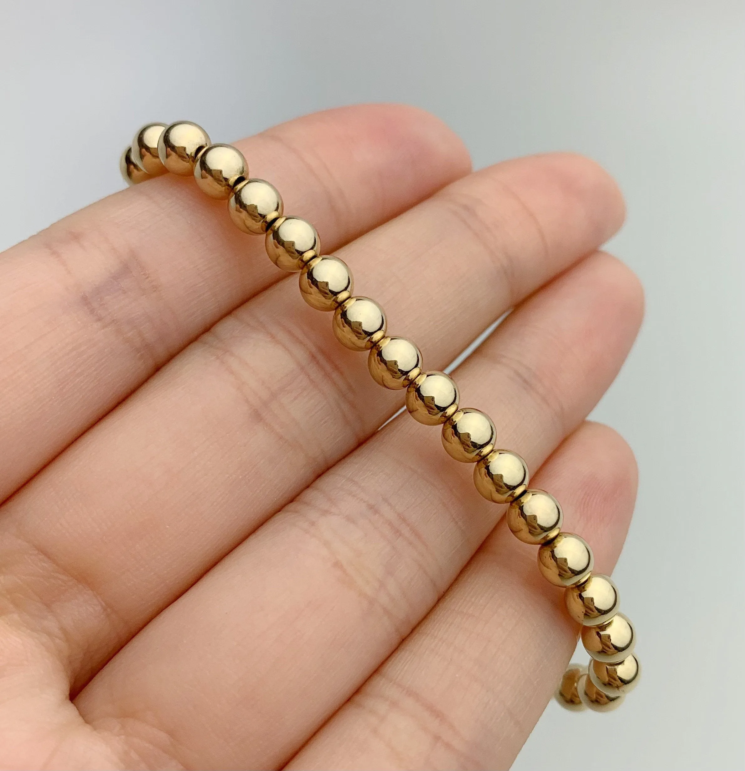 14k Gold Filled Beaded Stretchy Bracelet