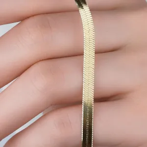 14K Solid Yellow Gold 8" 4.00MM Herringbone Bracelet