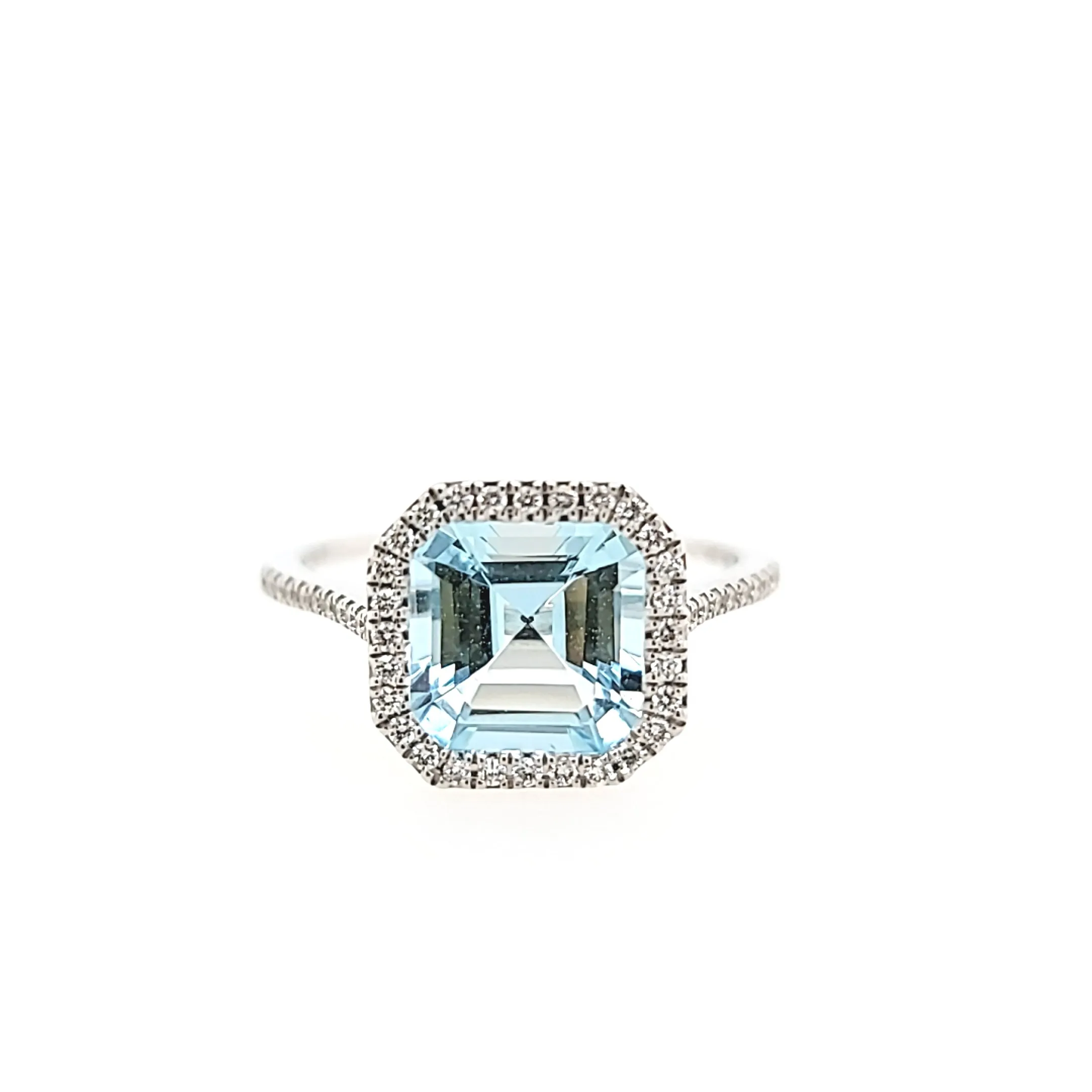 14k White Gold Aquamarine & Diamond Ring (I7411)