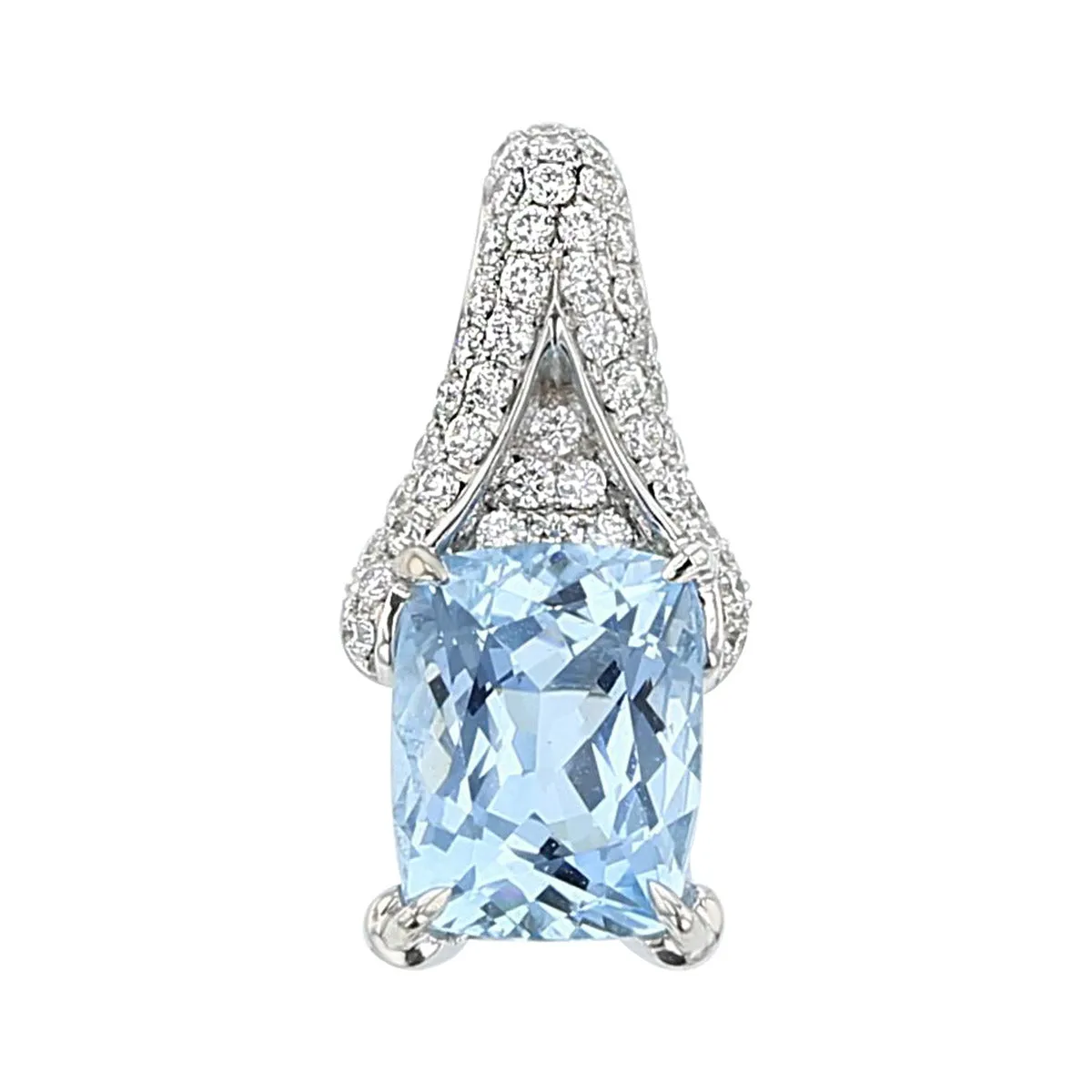 14K White Gold Aquamarine Pendant with Diamond Bail