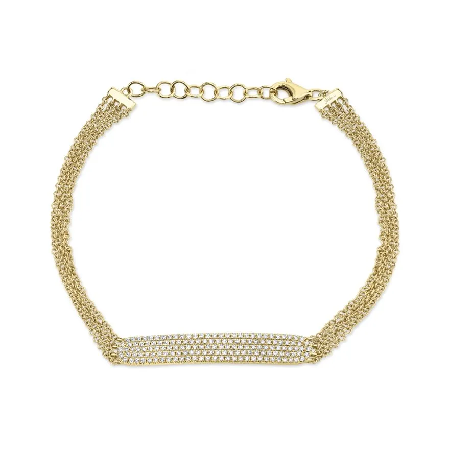 14KT GOLD 0.39 CTW DIAMOND PAVE BAR BRACELET