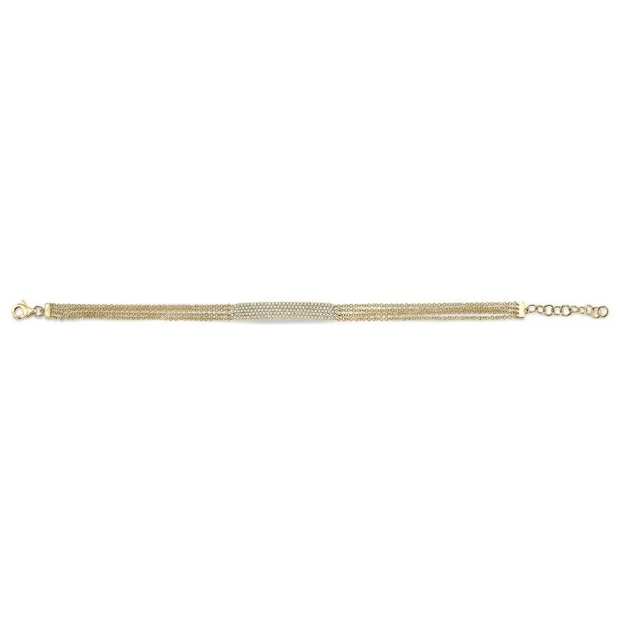 14KT GOLD 0.39 CTW DIAMOND PAVE BAR BRACELET