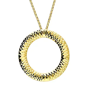 18ct Gold Plated Diamond-Cut Circle Pendant Necklace