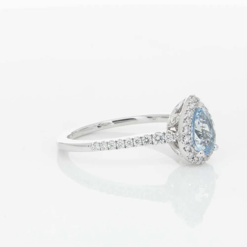 18ct White Gold .56ct Aquamarine & Diamond Mini Sierra Ring