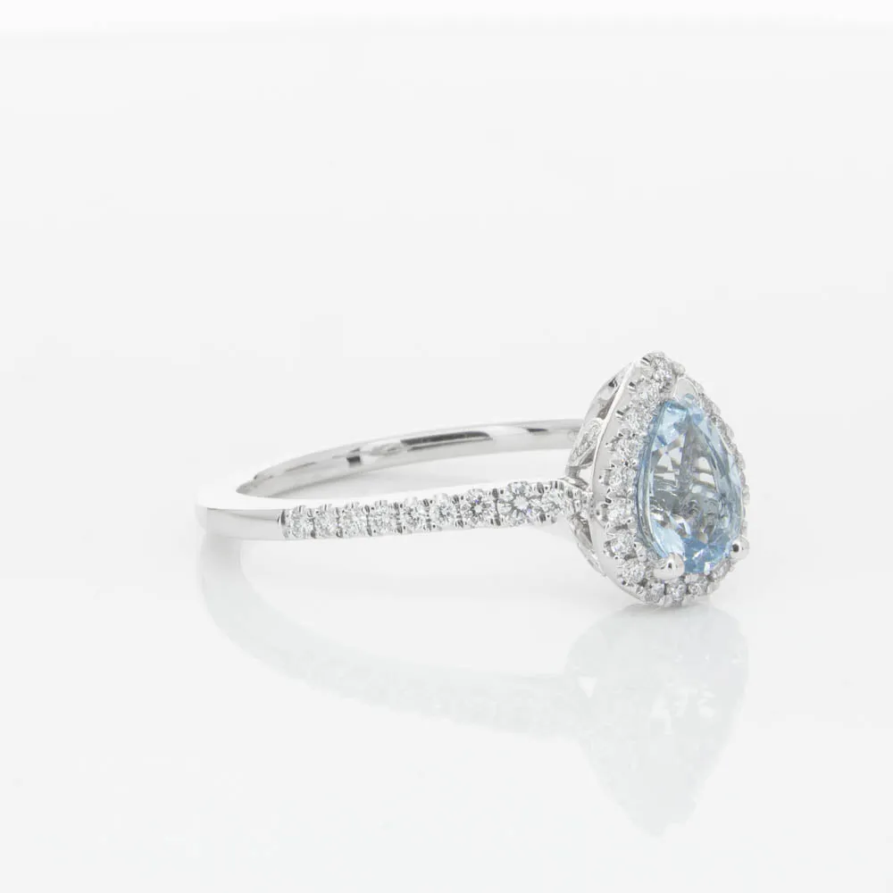 18ct White Gold .56ct Aquamarine & Diamond Mini Sierra Ring