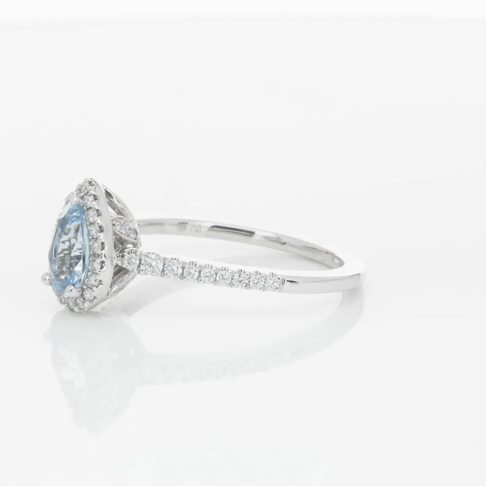 18ct White Gold .56ct Aquamarine & Diamond Mini Sierra Ring