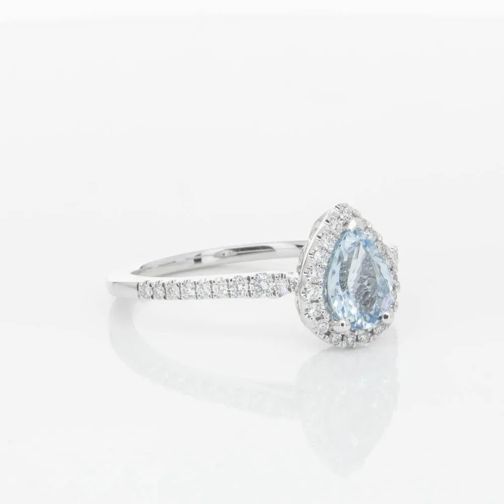 18ct White Gold .56ct Aquamarine & Diamond Mini Sierra Ring