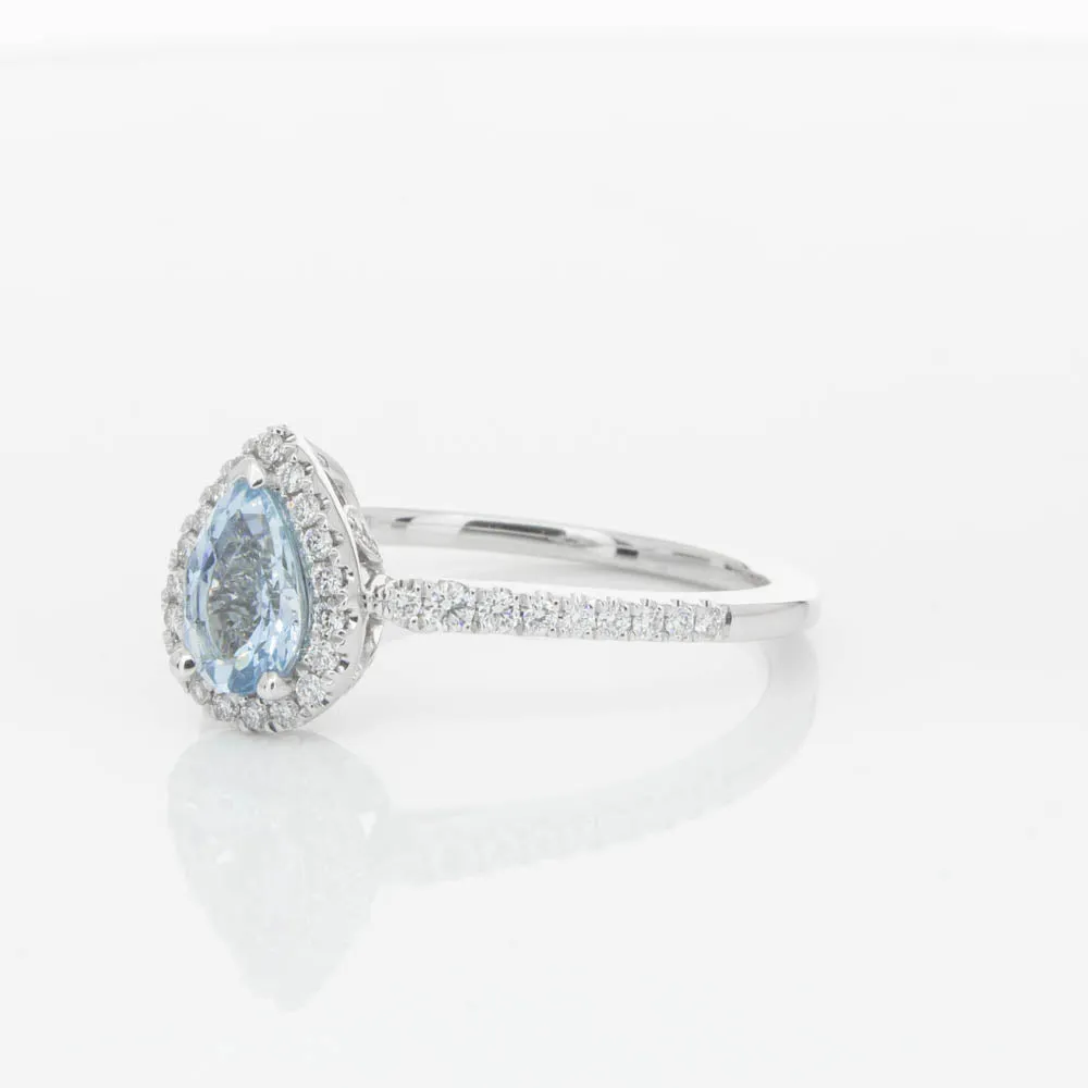 18ct White Gold .56ct Aquamarine & Diamond Mini Sierra Ring