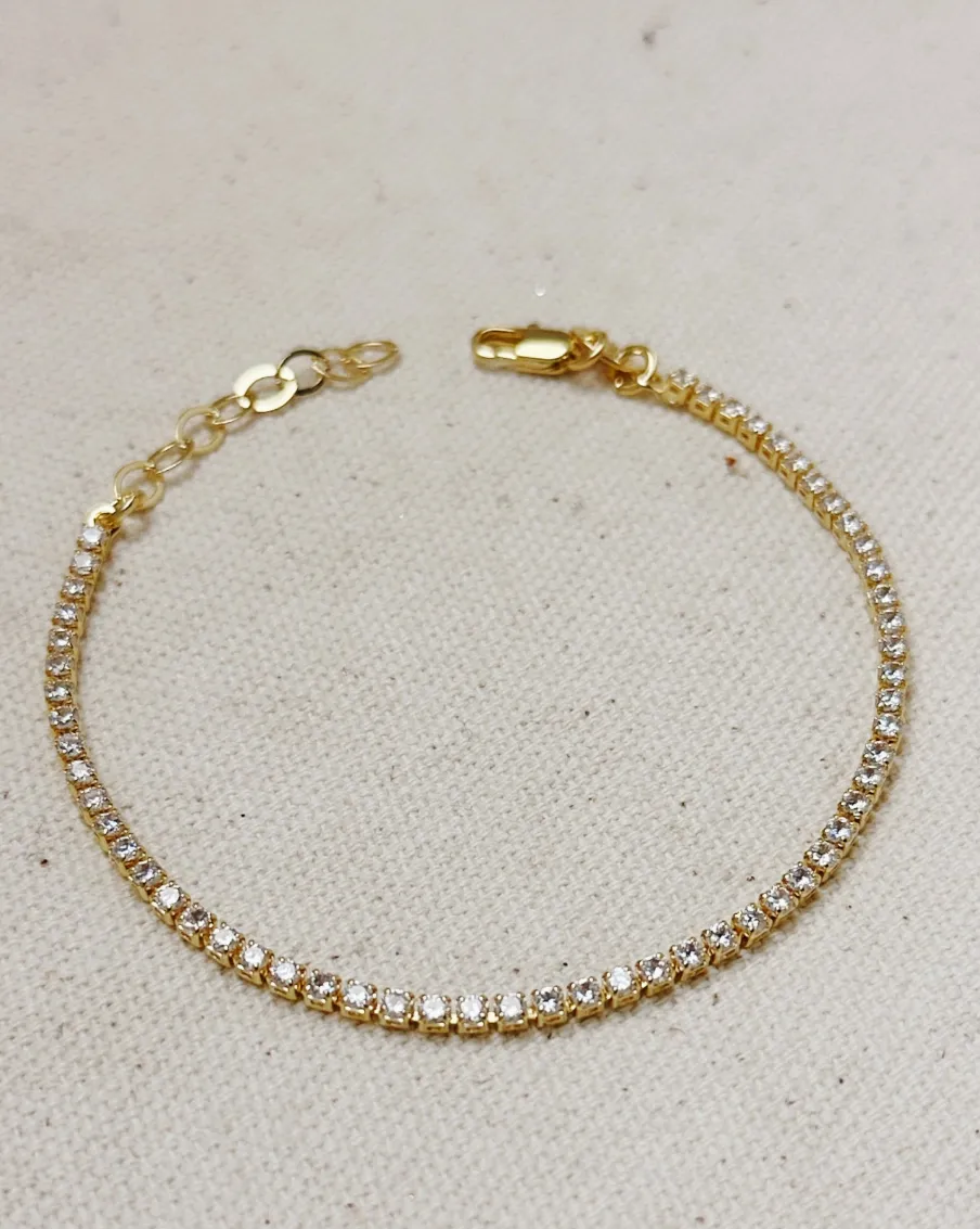 18k Gold Filled 2mm Cz Tennis Bracelet