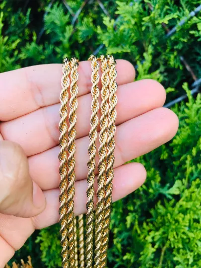 18K Gold Filled Rope Chain for Men 24" / Rope Necklace Unisex for Everyday / Cadena Rope en Oro Laminado / Cadena Soga para Hombre