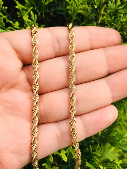 18K Gold Filled Rope Chain for Men 24" / Rope Necklace Unisex for Everyday / Cadena Rope en Oro Laminado / Cadena Soga para Hombre