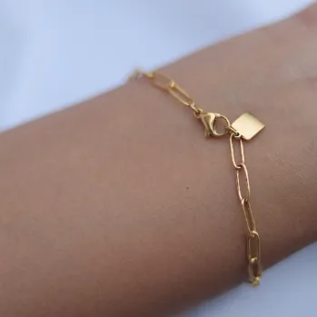 18K Gold-Filled Square Charm Link Bracelet