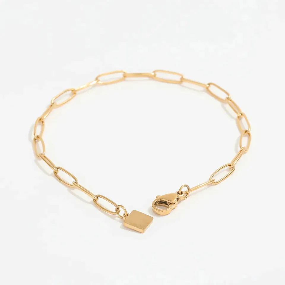 18K Gold-Filled Square Charm Link Bracelet