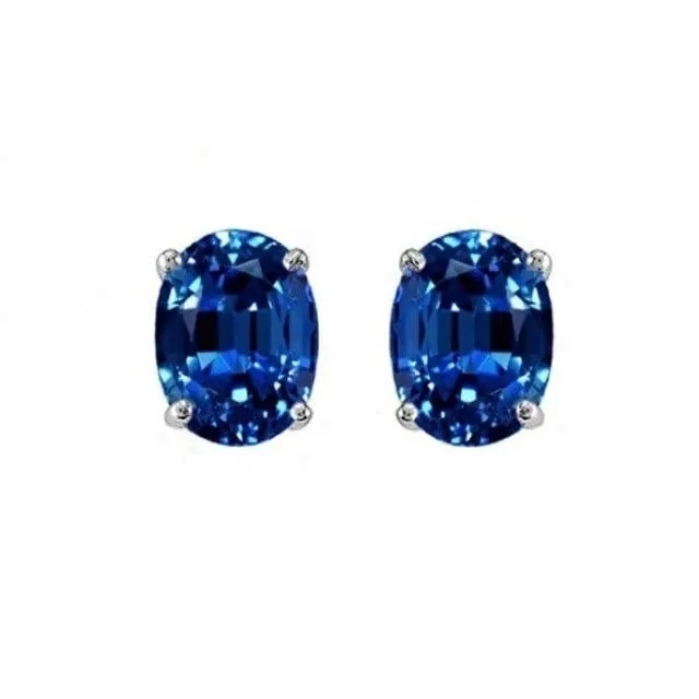 18K Gold Plated Lab Created Emerald-Cut Swiss Blue Topaz Studs