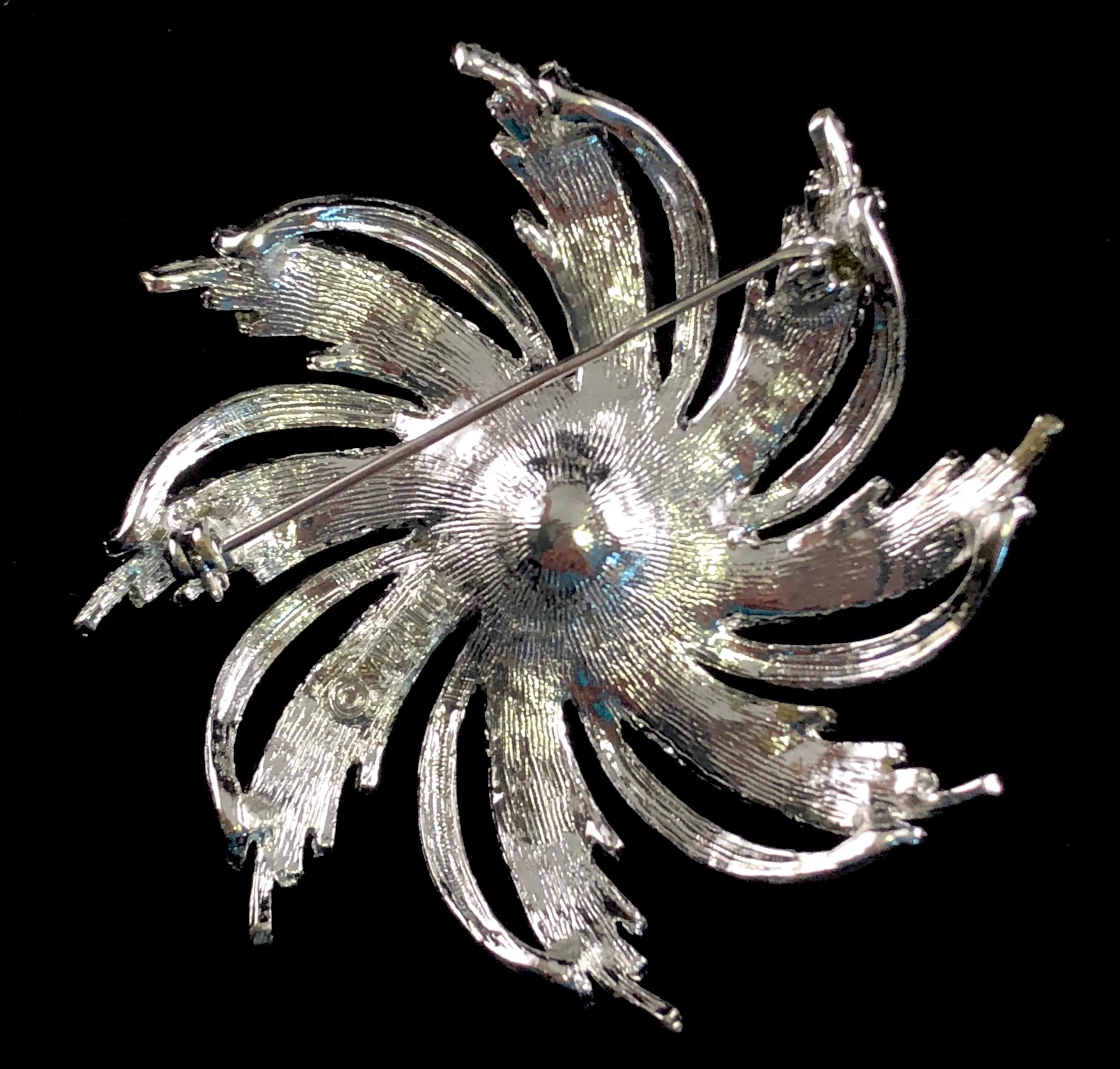 1969 Sarah Coventry Silvery Sunburst Brooch & Earrings in Original Box