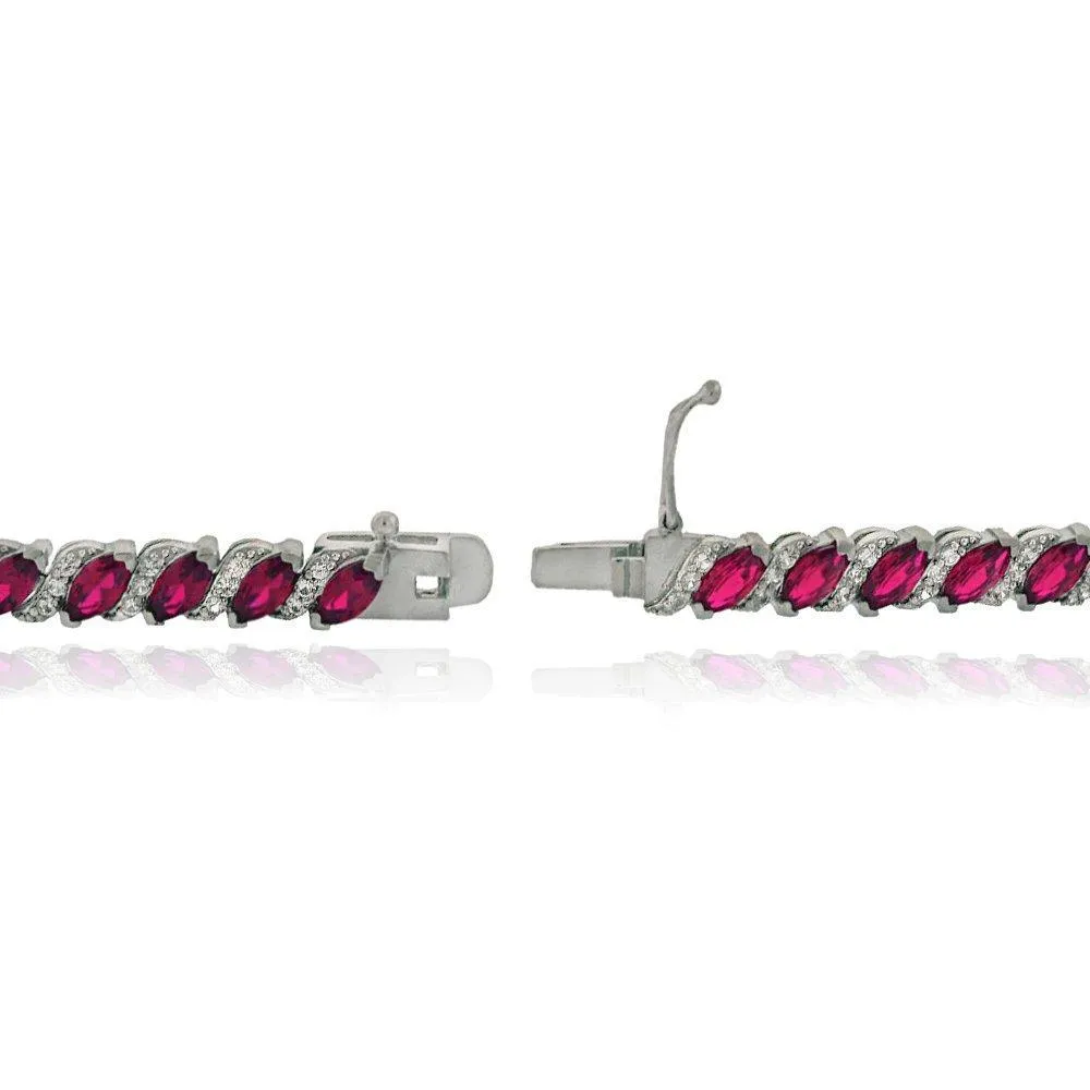 20.00 CT Genuine Pink Topaz Vine Bracelet Embellished with  Crystals