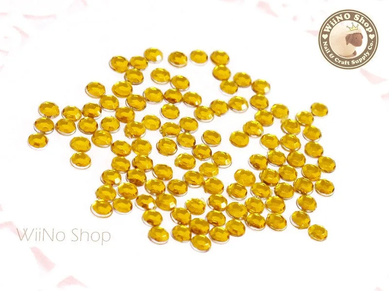 3mm Round Yellow Topaz Flatback Acrylic Rhinestone - 200 pcs