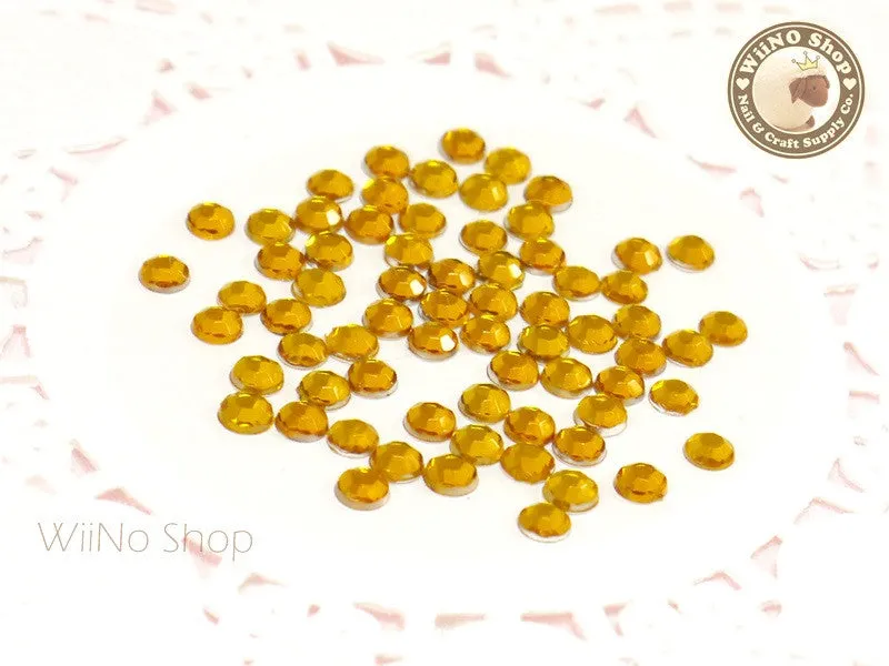 4mm Round Yellow Topaz Flatback Acrylic Rhinestone - 200 pcs