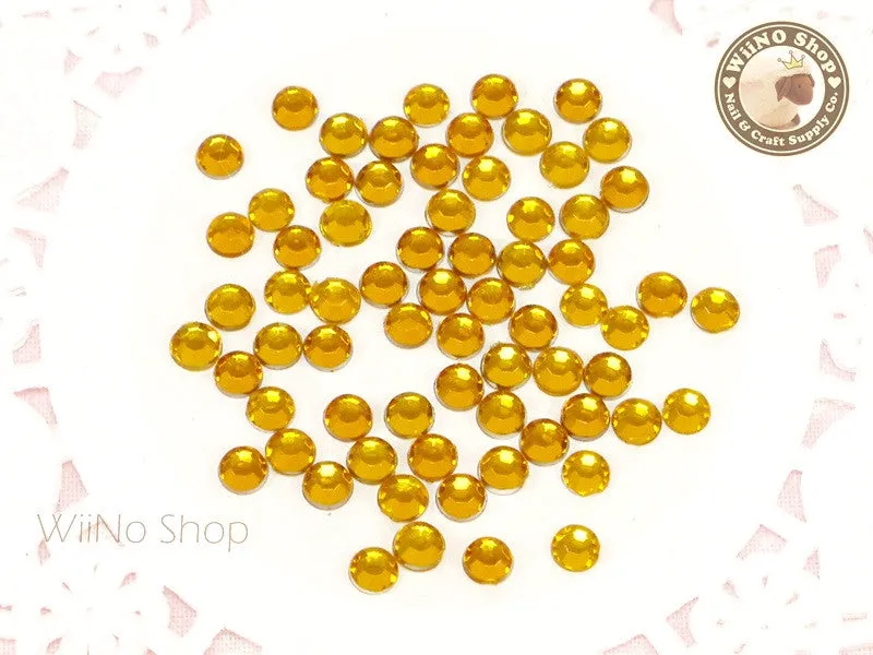 4mm Round Yellow Topaz Flatback Acrylic Rhinestone - 200 pcs