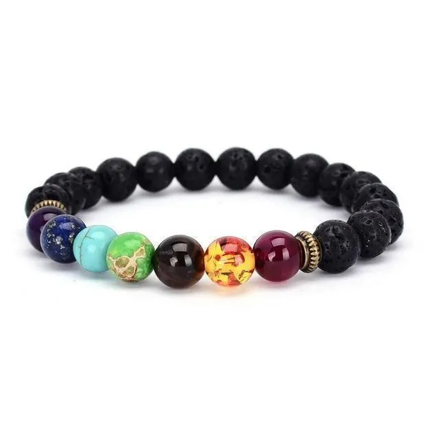 7 Chakra Crystals Stones Bracelet Spiritual Energy Gemstones Bead Bracelet