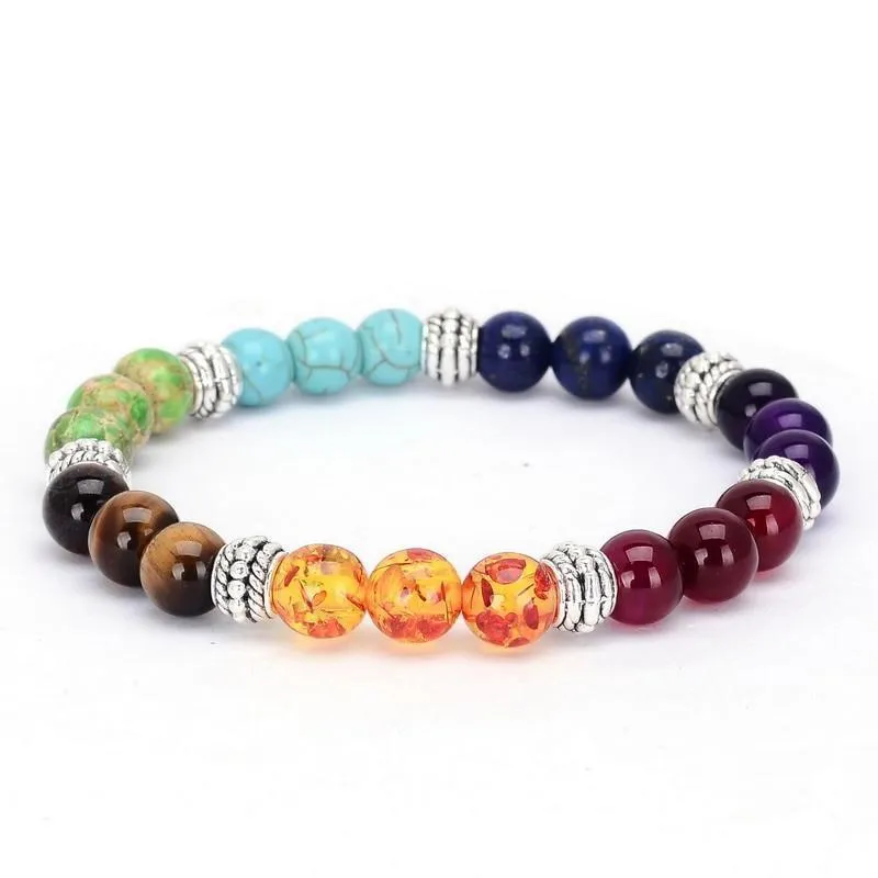 7 Chakra Crystals Stones Bracelet Spiritual Energy Gemstones Bead Bracelet