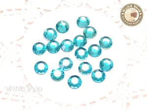 8mm Blue Aquamarine Round Flatback Acrylic Rhinestone - 50 pcs