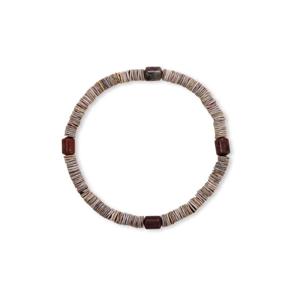 8" Shell Heishi and Jasper Stretch Bracelet