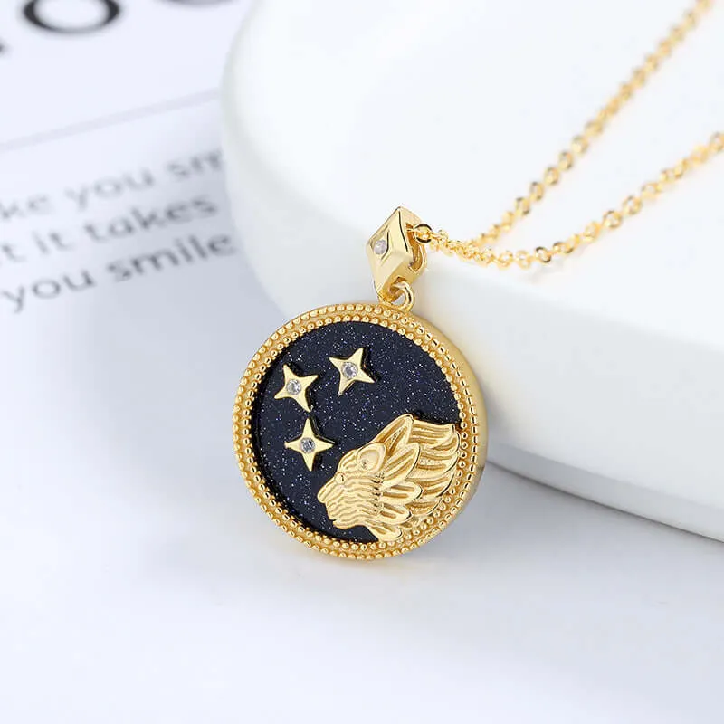 925 Silver Blue Sand Lucky Leo Necklace