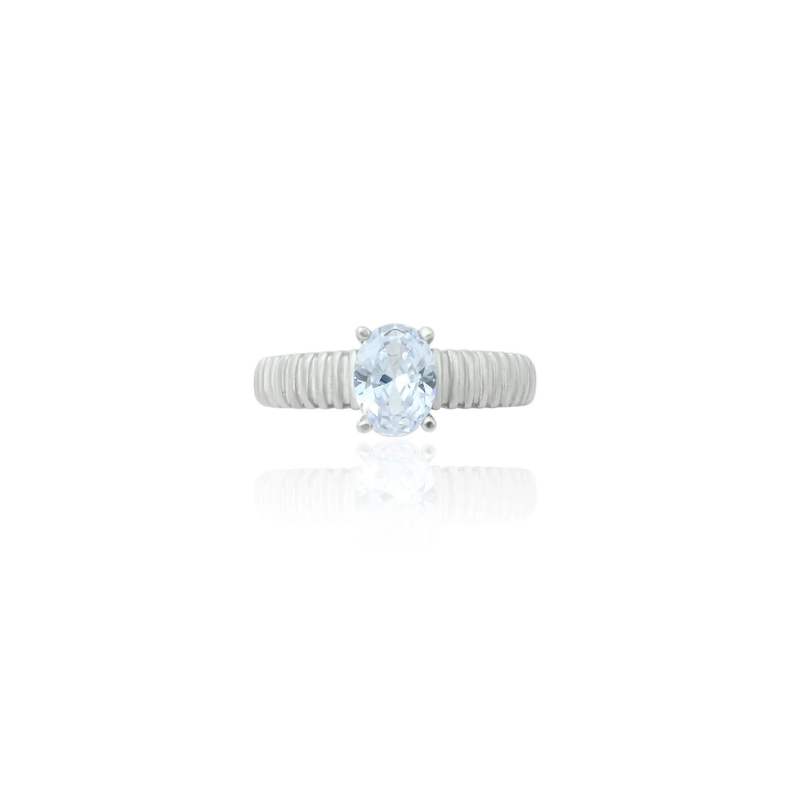 925 Silver Oval Cut Aquamarine Crystal Ring for Girls