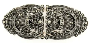 925 Sterling Silver & Marcasite Brooch/Pin/Dress Clip