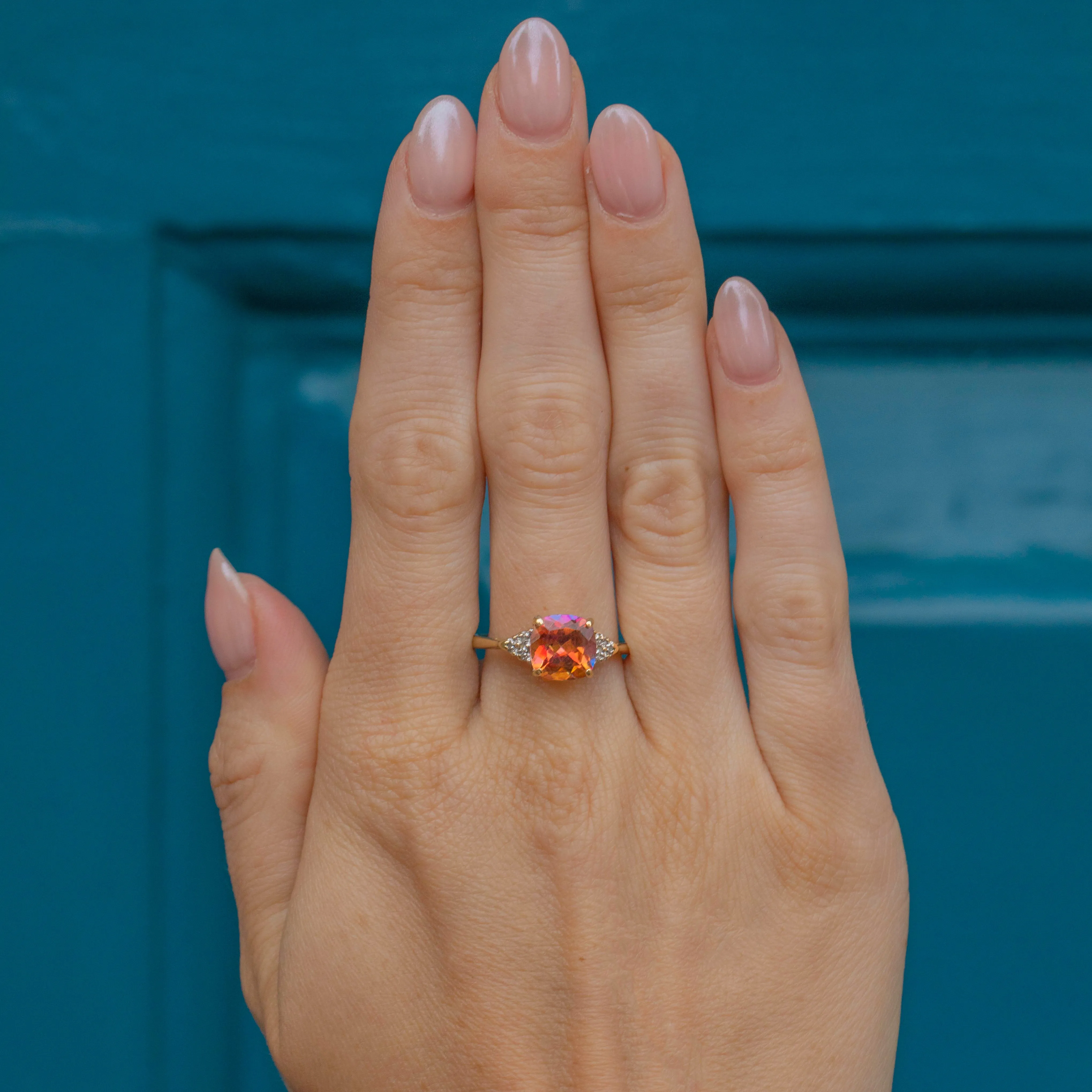 9ct Gold Mystic Topaz Diamond Cluster Ring