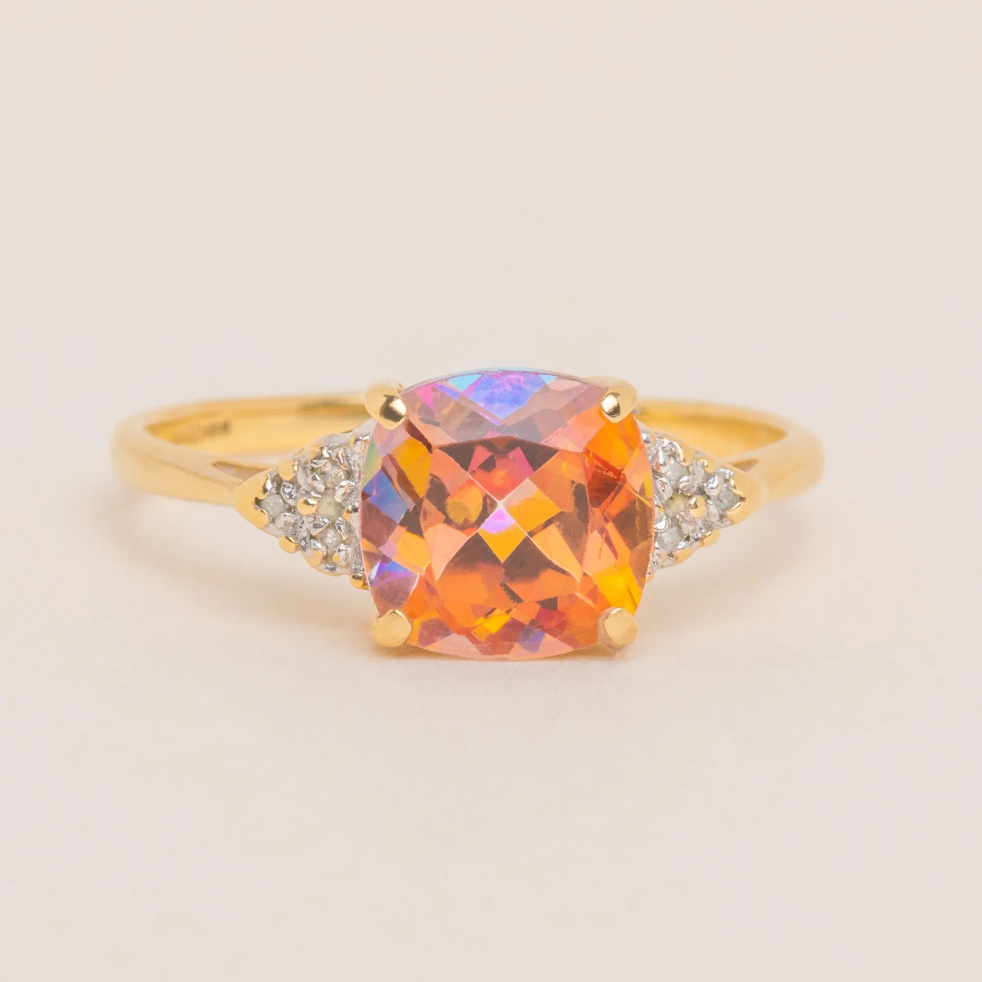 9ct Gold Mystic Topaz Diamond Cluster Ring