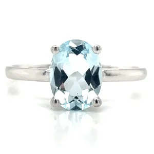 9ct White Gold 1.60ct Earth Grown Oval Blue Topaz Ring