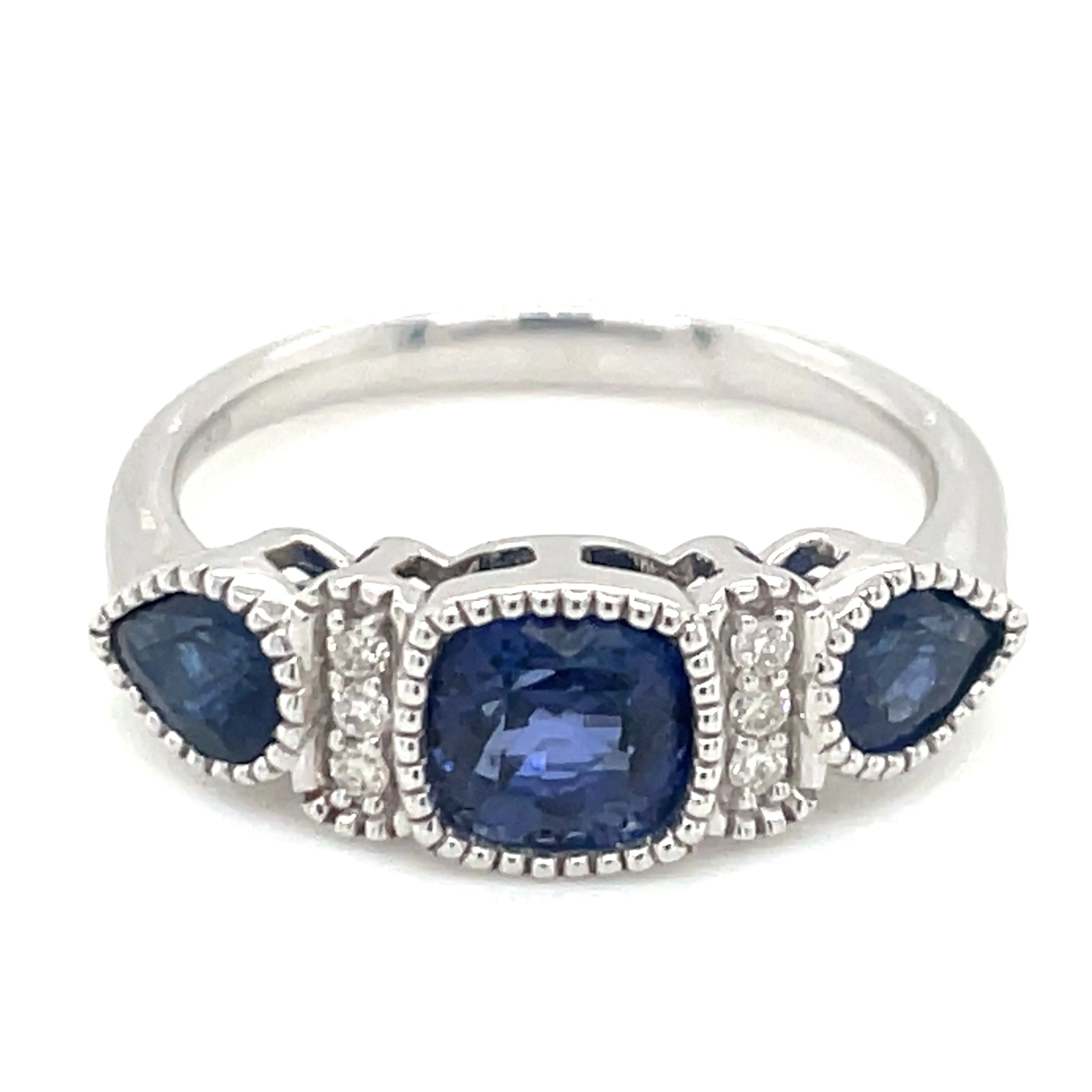 9ct White Gold Cushion & Pear Cut 2.60ct Earth Grown Sapphire Ring