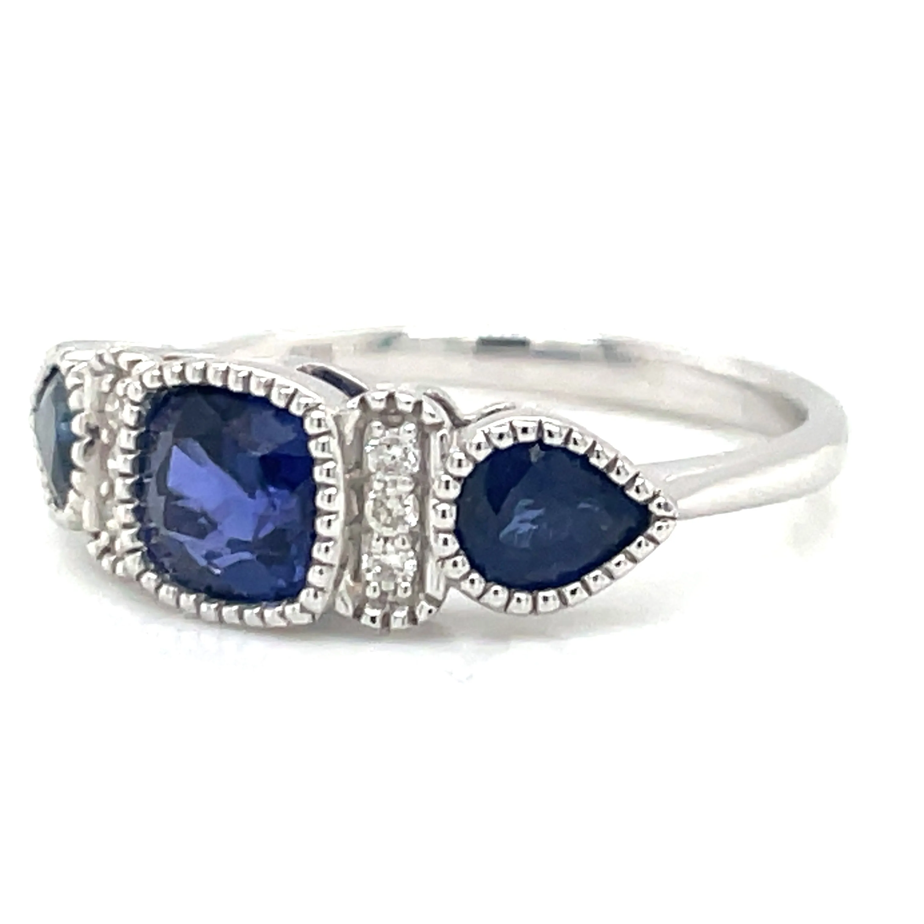 9ct White Gold Cushion & Pear Cut 2.60ct Earth Grown Sapphire Ring