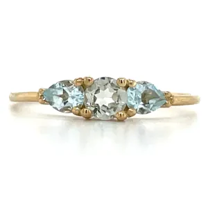 9ct Yellow Gold Earth Grown Mint Green Tourmaline & Blue Topaz Ring