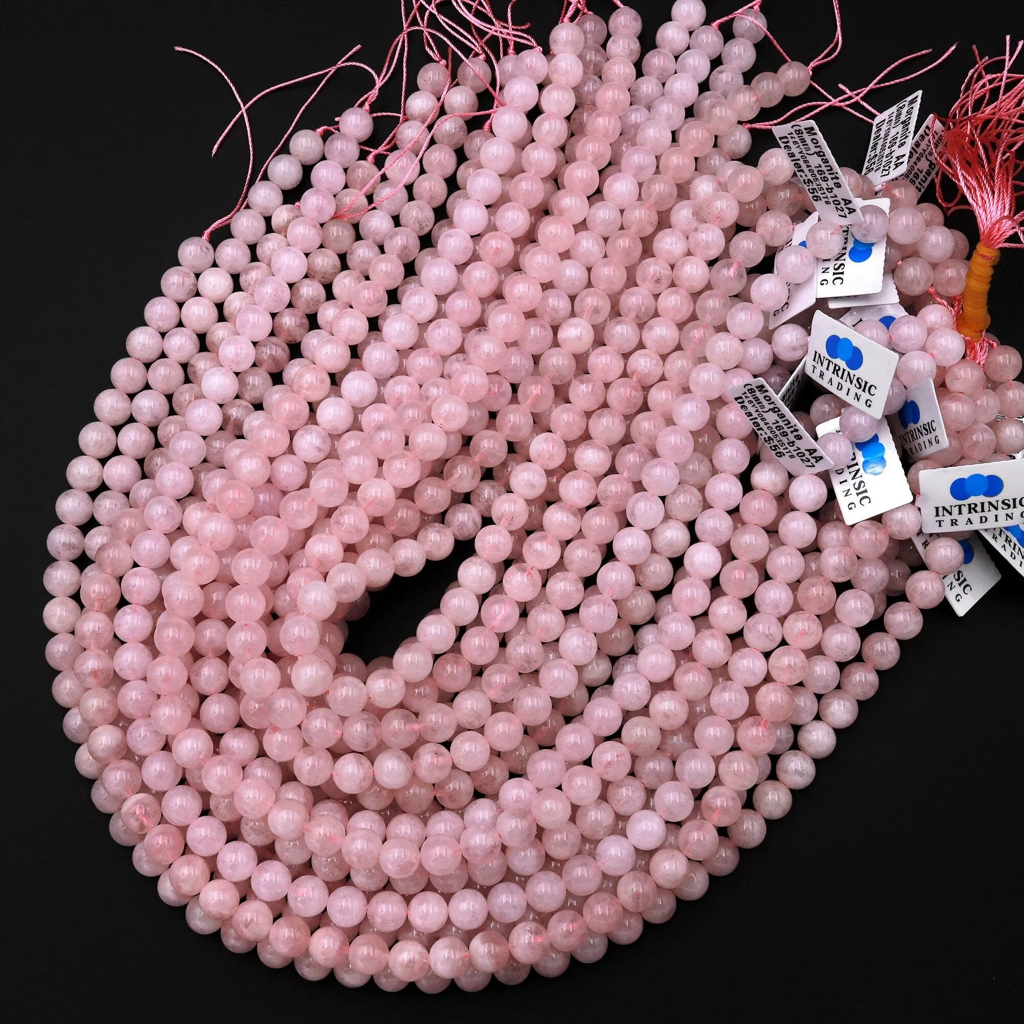 AA Natural Morganite Beads Smooth 6mm 8mm 10mm Round Beads Pink Beryl Aquamarine Gemstone 15.5" Strand