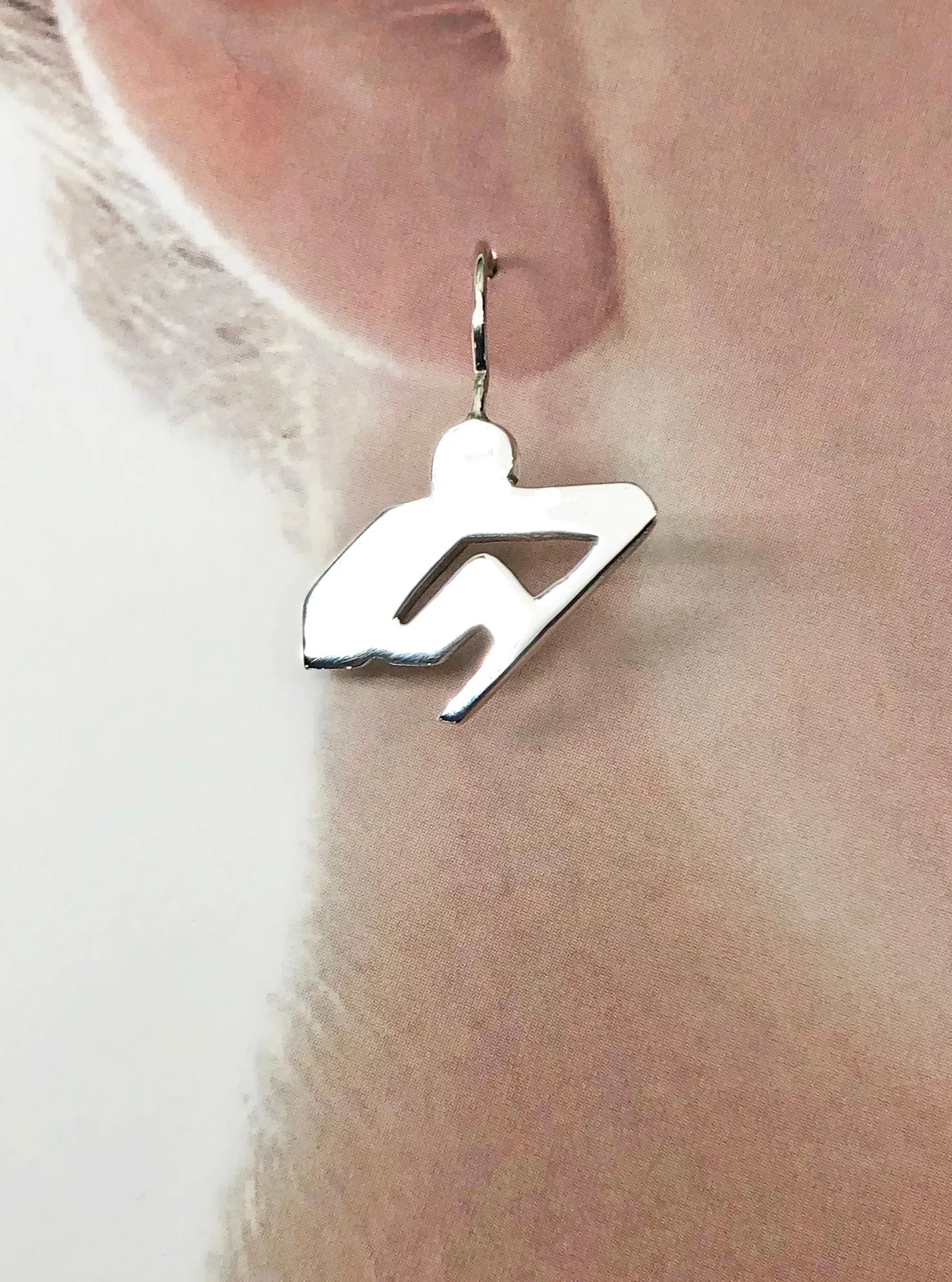 Abstract Rower Wire Earrings Sterling Silver Made by Rubini Jewelers.