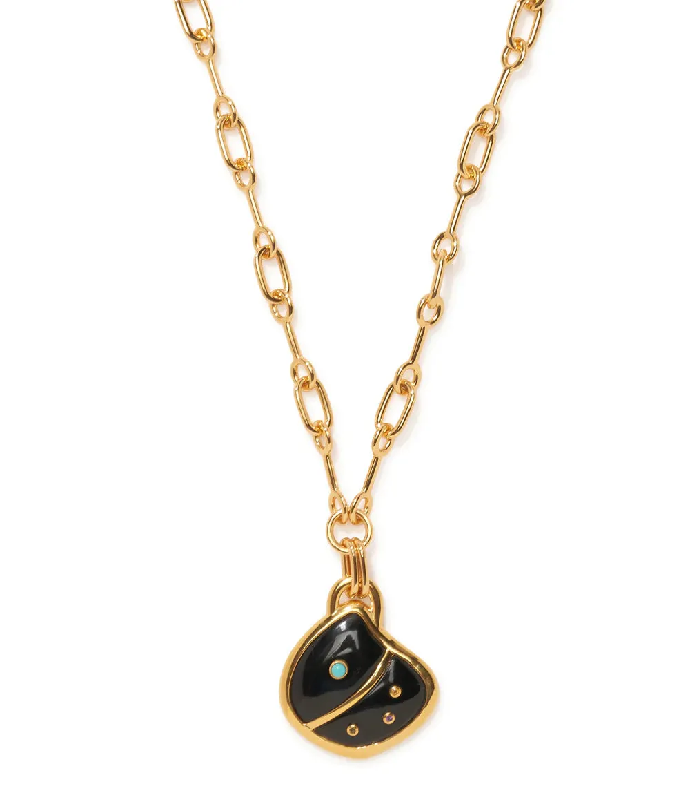 Agate Shell Pendant Necklace - Black