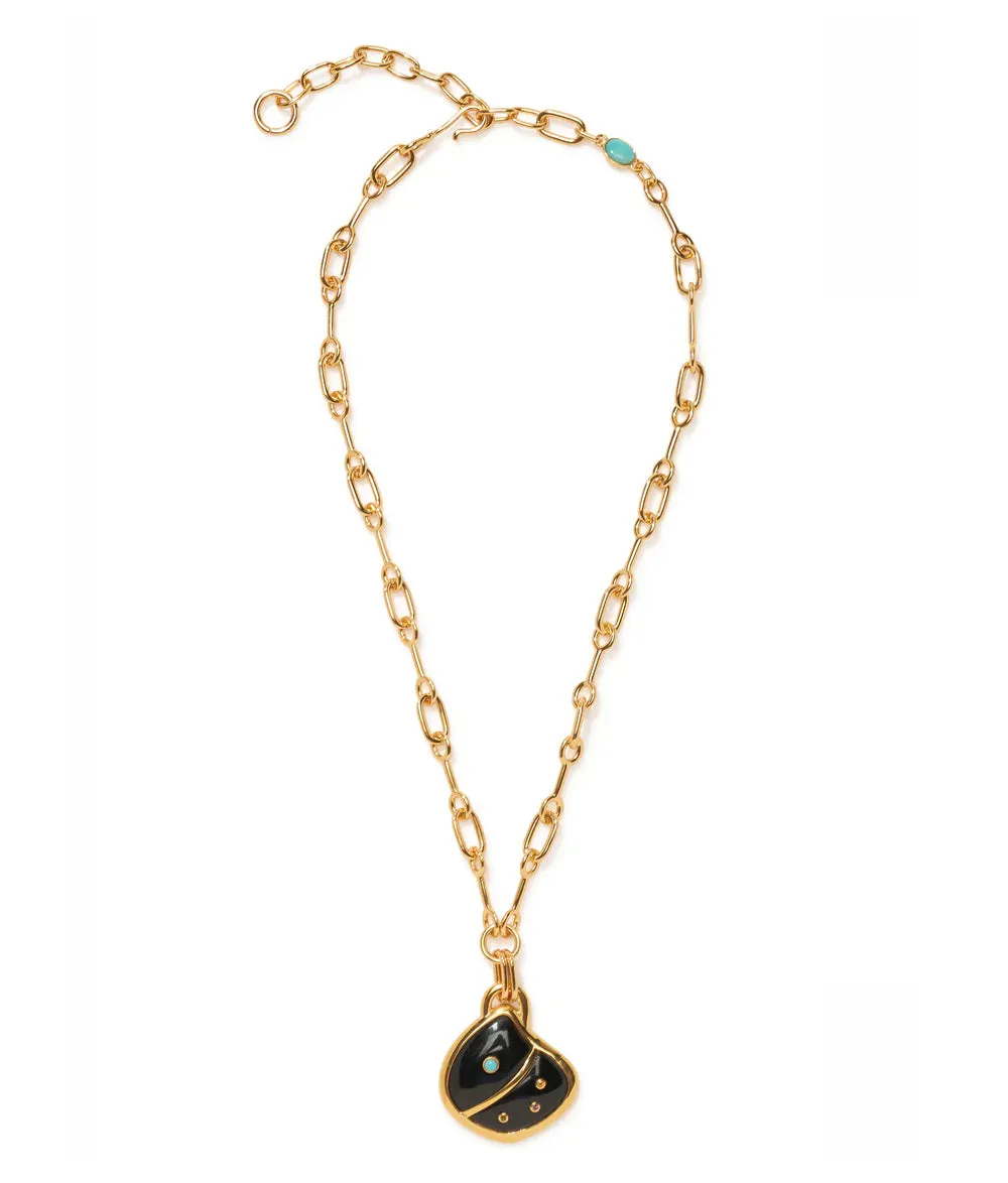 Agate Shell Pendant Necklace - Black