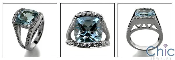 Anniversary 5 Ct Aquamarine Cushion Cubic Zirconia Cz Ring