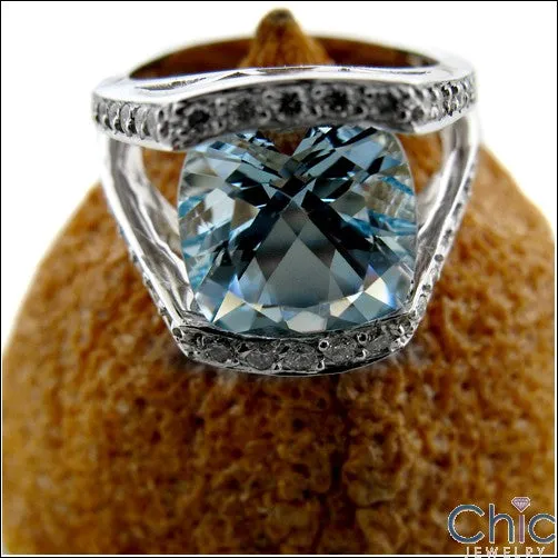 Anniversary 5 Ct Aquamarine Cushion Cubic Zirconia Cz Ring