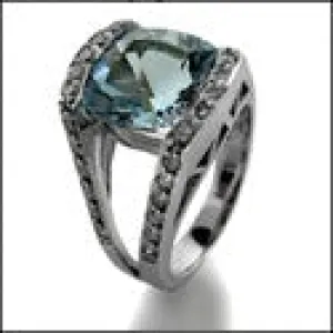 Anniversary 5 Ct Aquamarine Cushion Cubic Zirconia Cz Ring